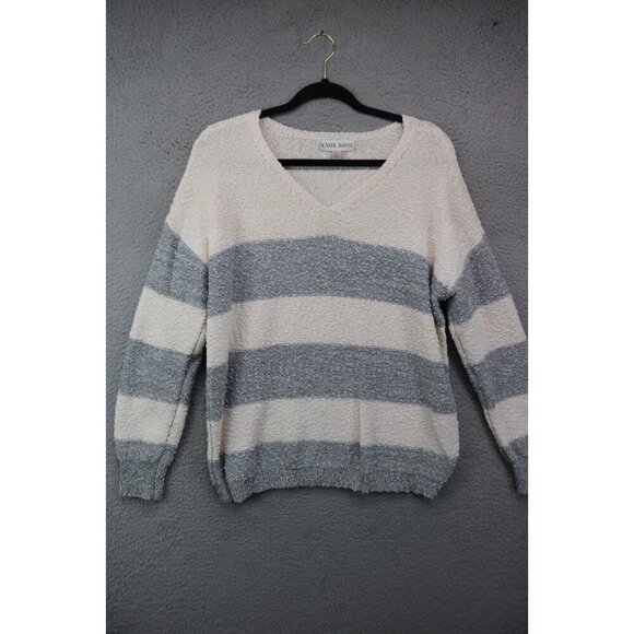 Knox Rose Long Sleeve Popcorn Knit Striped Sweater-Size Medium-BOHO-Oversized - Picture 1 of 9